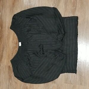 (L) SUZY Suzy Shier Flowy Loose Fit Blouse Black Tie Business Office Workwear